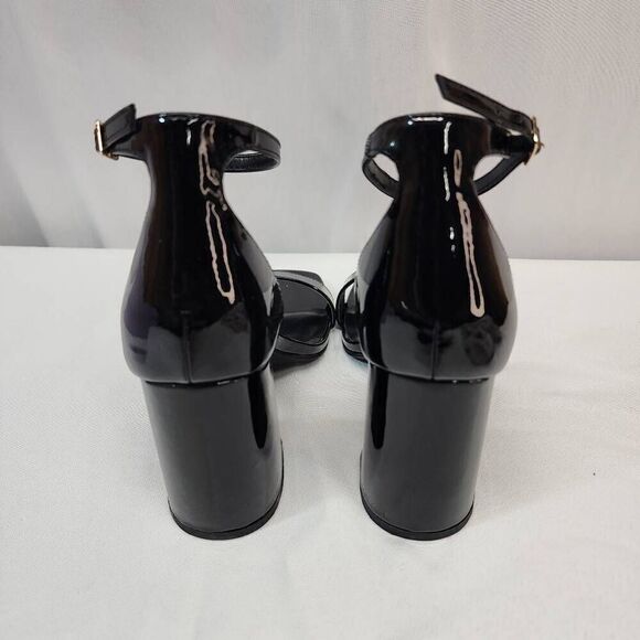 Madden Girl STAR Block Heel Platform Sandal Ankle Strap Square Toe Black Size 8 - Picture 4 of 9